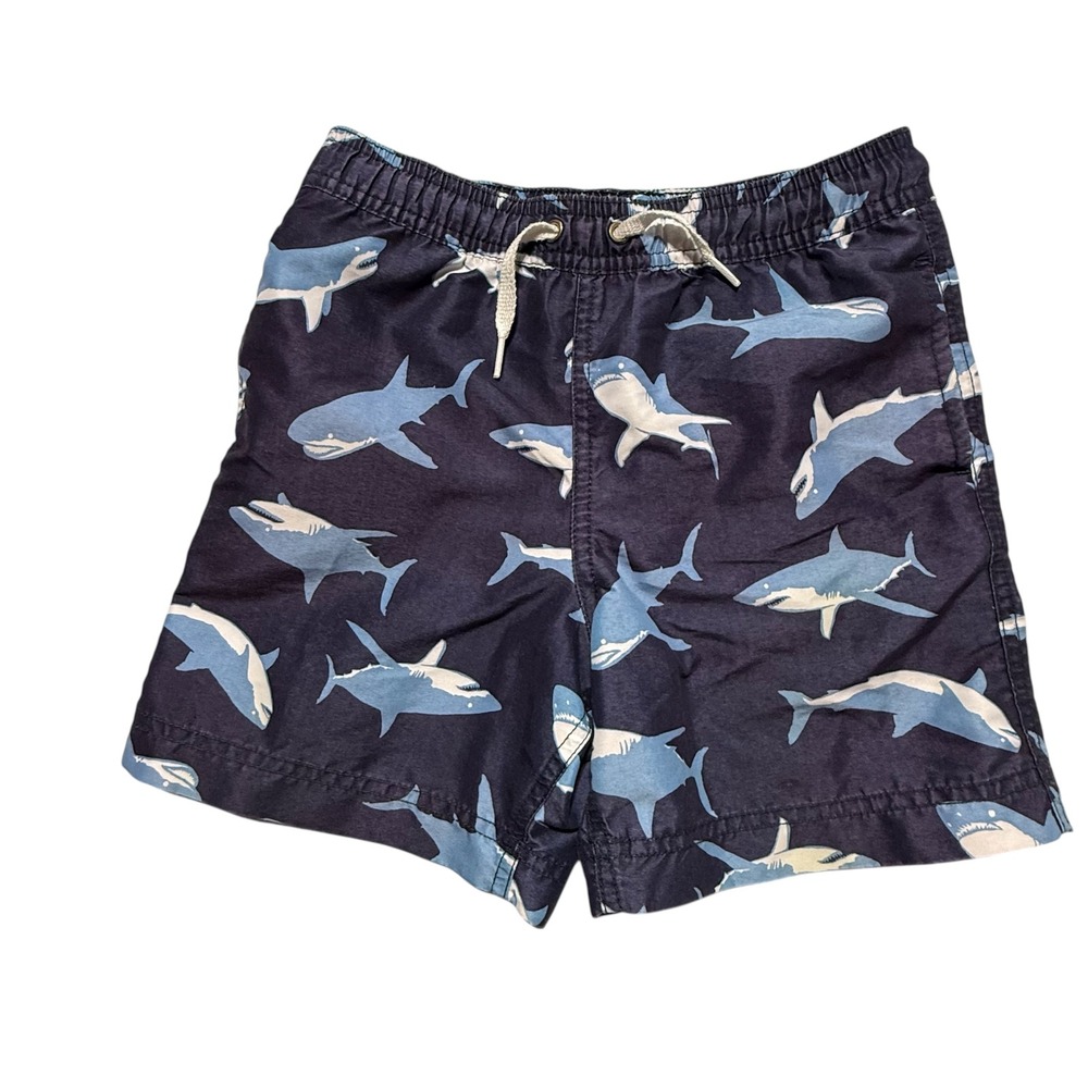Hanna‎ Andersson Boys Shark Swim Trunks Navy Blue Size 110 US 5